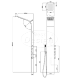 "Bridel" douchepaneel 1650x220 mm RVS-304 - Artikelnr.: 4007910