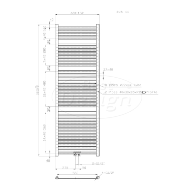 "Zero-White" radiator Wit 1269 W 1800x600mm - Artikelnr.: 3860090