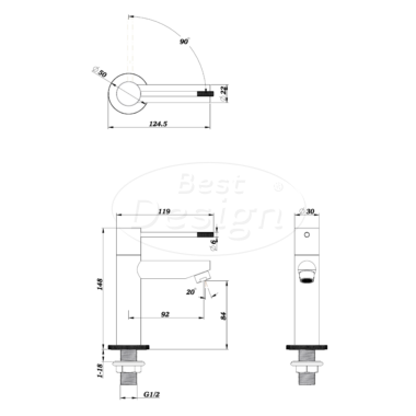 "Ore-Ribera" toiletkraan RVS-304 - Artikelnr.: 4010770