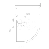 "Dona" lage douchebak 1/4 rond 100x100x4cm R=550 - Artikelnr.: 3875190