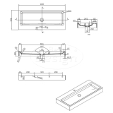 "Opera" wastafel ( inclusief 1 kraangat ) "Just-Solid" 100x42x10cm - Artikelnr.: 4002660