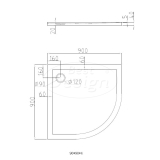 "Dona" lage douchebak 1/4 rond 90x90x4cm R=550 - Artikelnr.: 3875180