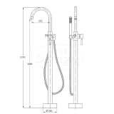 Chrome "Power" Vrijstaande Badkraan H=120cm - Artikelnr.: 3804510