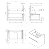 "Quick-Grey-Greeploos" meubel onderkast + wastafel 65 cm Grijs-Eiken - Artikelnr.: 4011560