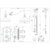 "One-Pack" Liberty "Brighton" nostalgische thermostatische inbouw-regendoucheset - Artikelnr.: 4010400