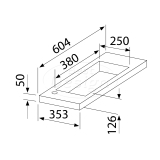 "Slim" wastafel voor meubel 60 cm (ondiep) 35 cm zonder kraangat - Artikelnr.: 4000750